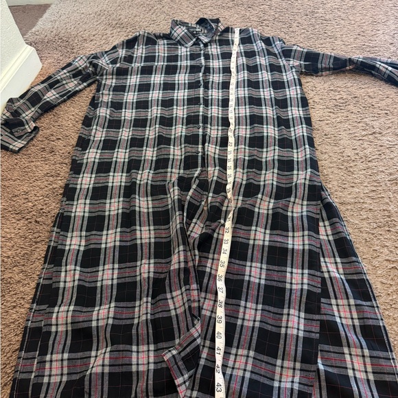 2 FOR $25 Fashion Nova Paris 89 Plaid Maxi Shirt Top Side Slits M - Picture 5 of 9